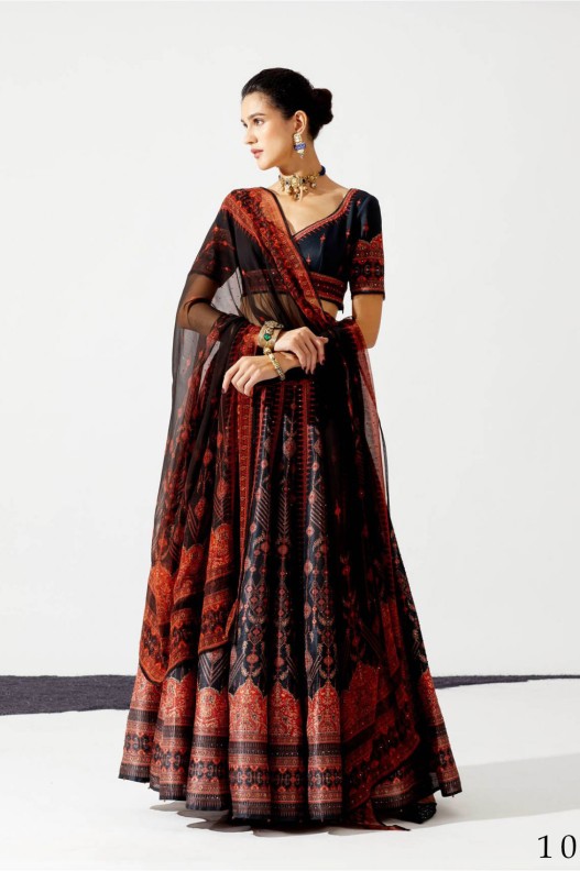 Beautiful Chinon Multicolour Digital Printed Lehenga With Duppata & Blouse